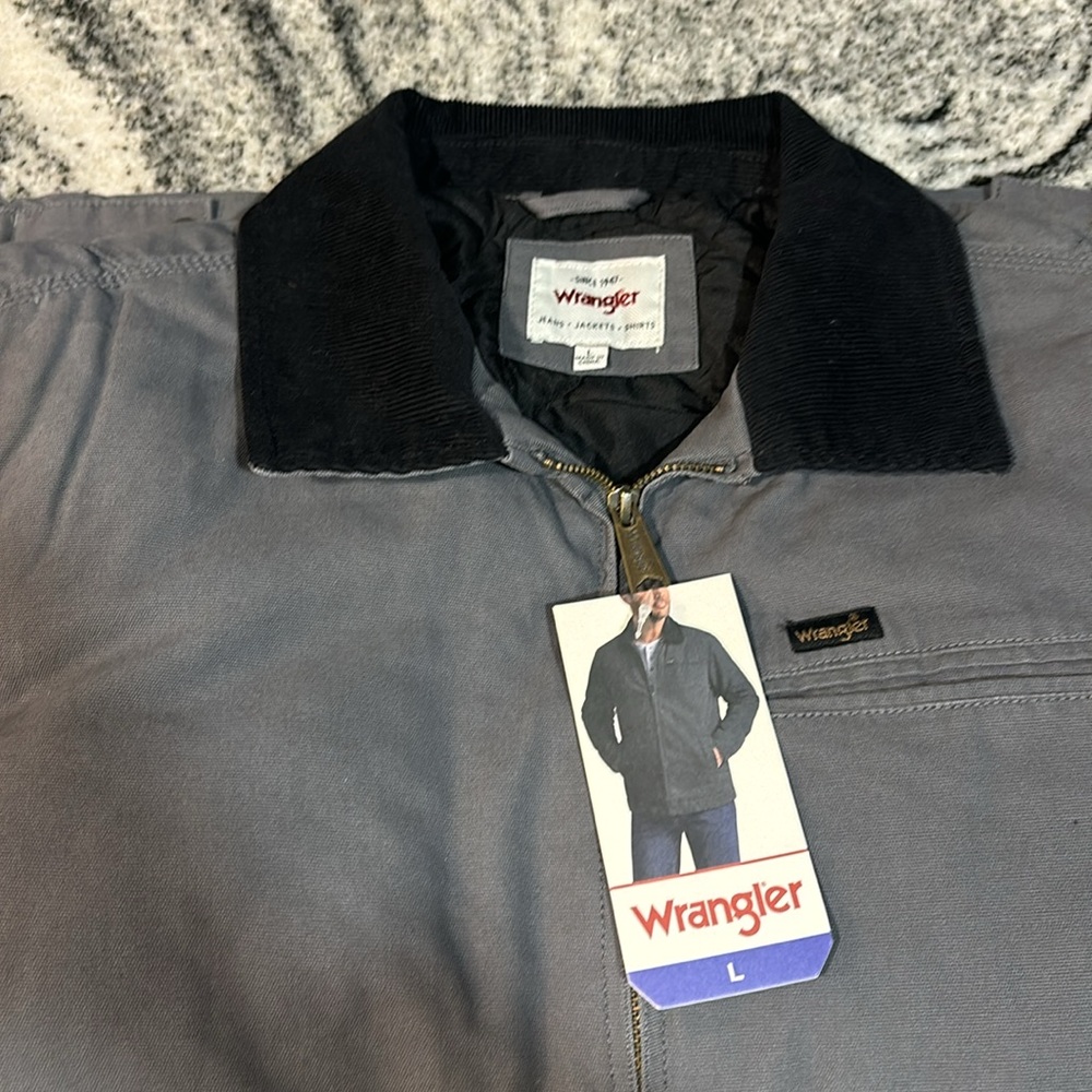 Wrangler Men's Workwear Jacket Quilted Lining Corduroy Collar GREY,Size S/M/L/XL - Picture 6 of 11